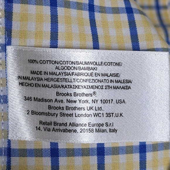 Brooks Brothers* Men's Short Sleeve Button Down Curved Hem Shirt~ Size Medium - Picture 8 of 13